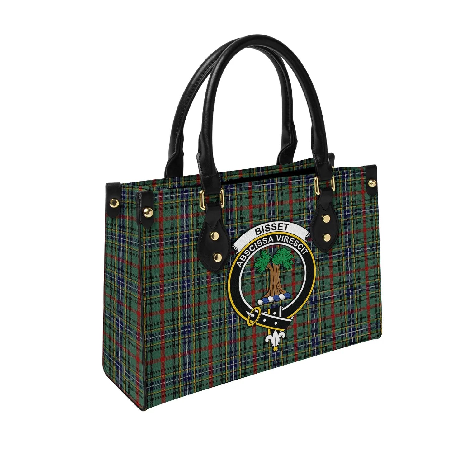 Bisset Tartan Leather Bag with Family Crest