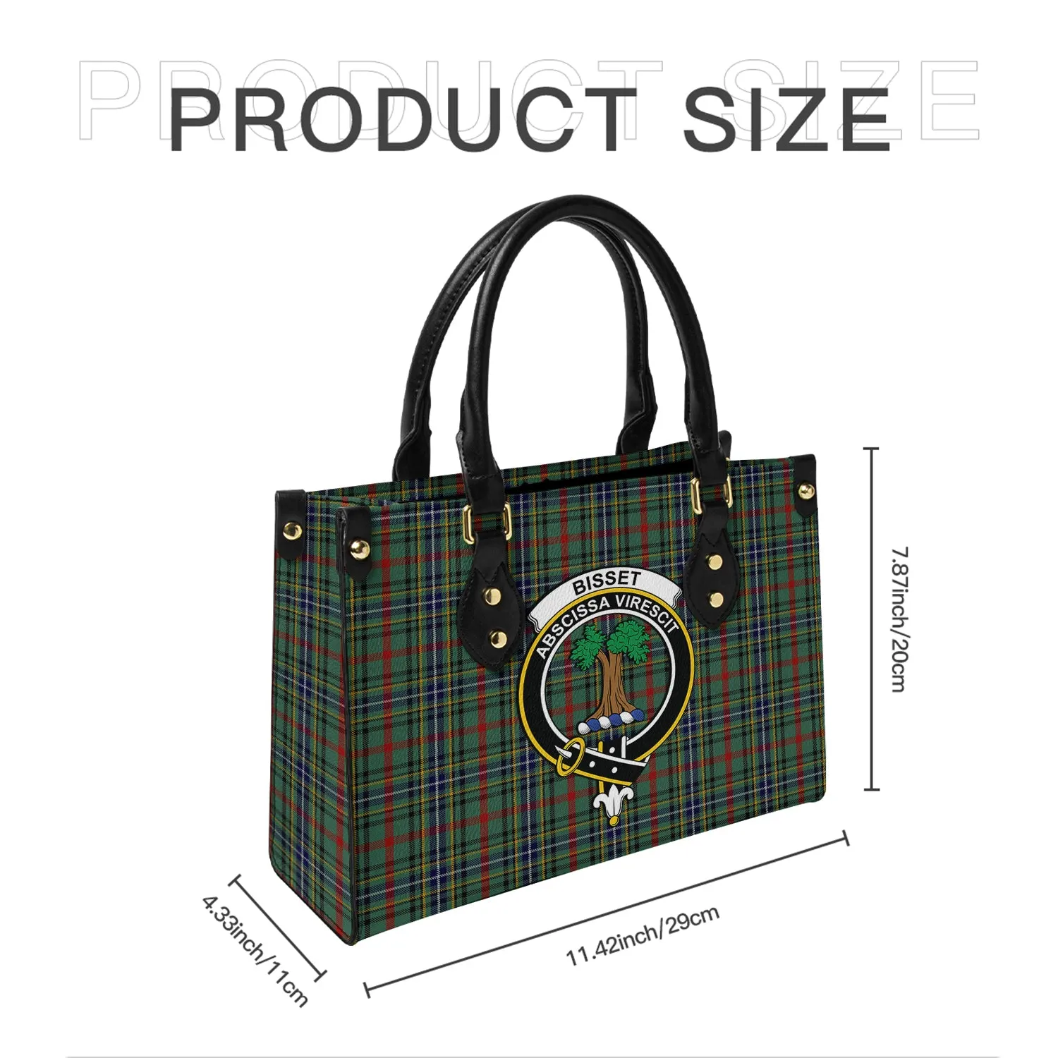 Bisset Tartan Leather Bag with Family Crest