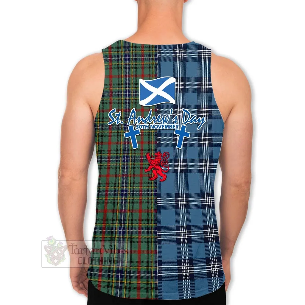 Bisset Tartan Men's Tank Top Happy St. Andrew's Day Half Tartan Style