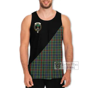 Bisset Tartan Men's Tank Top with Family Crest and Military Logo Style