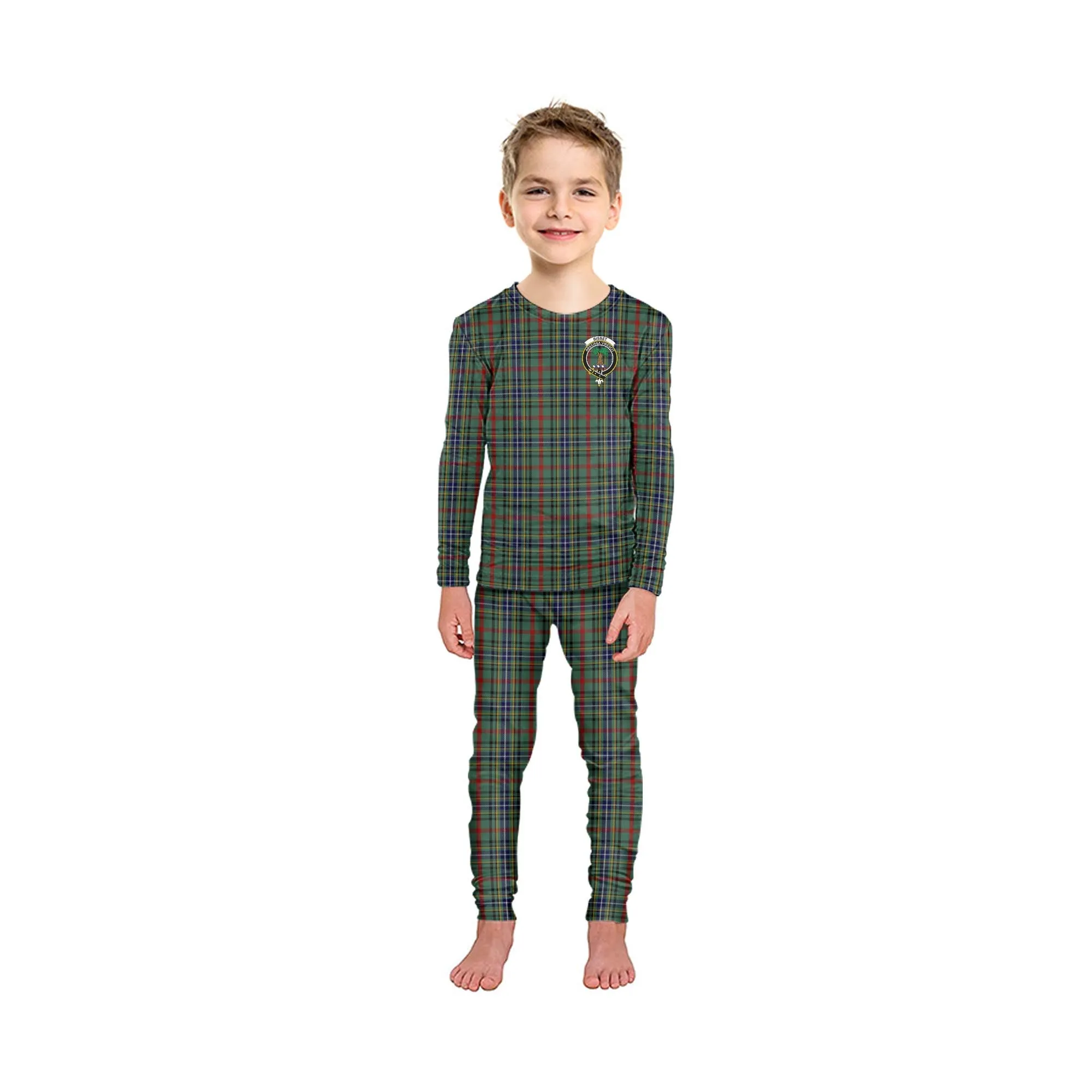 Bisset Tartan Pajamas Family Set with Family Crest