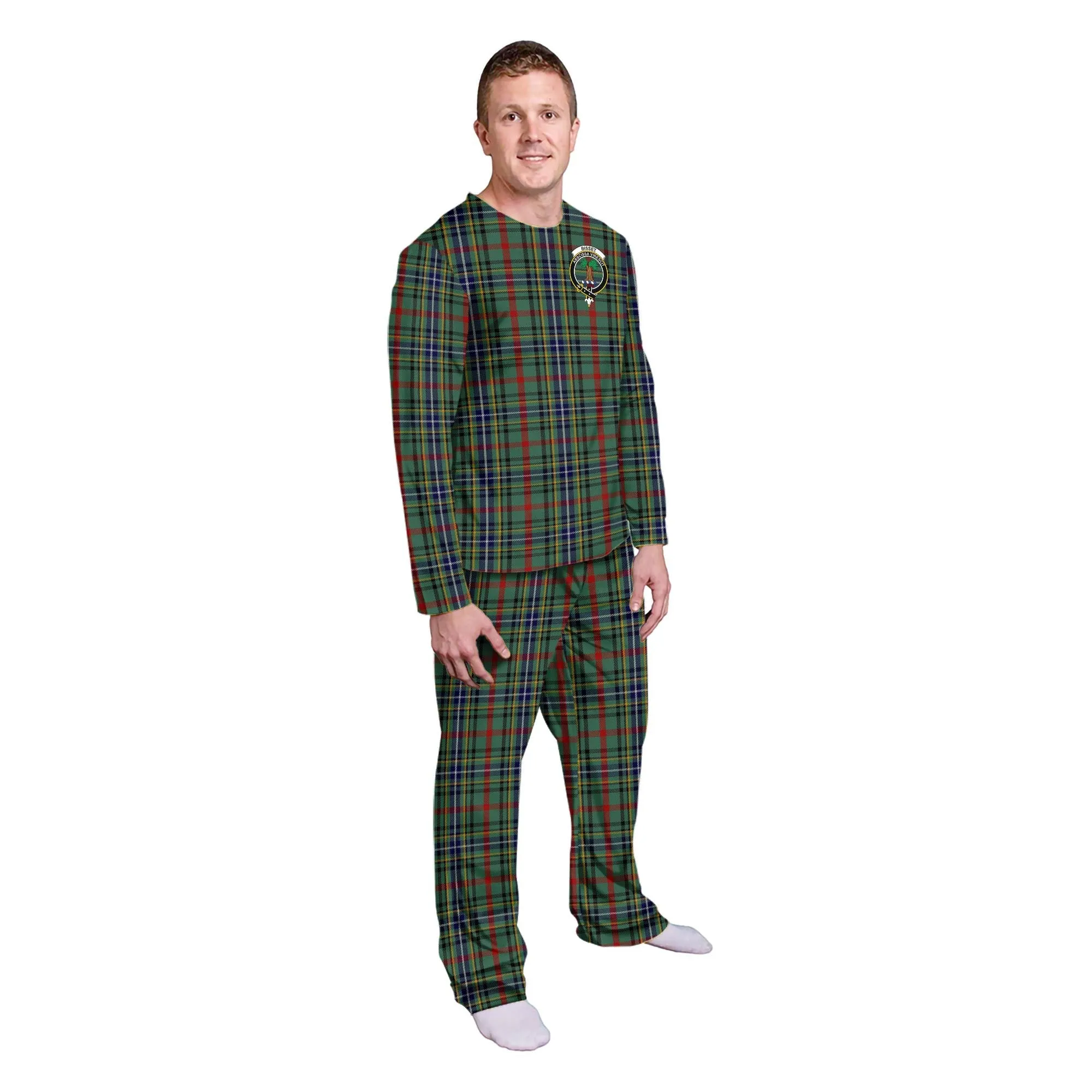 Bisset Tartan Pajamas Family Set with Family Crest