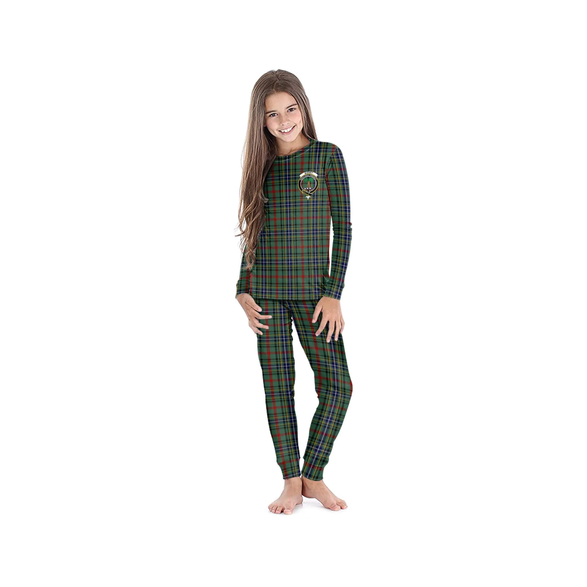 Bisset Tartan Pajamas Family Set with Family Crest