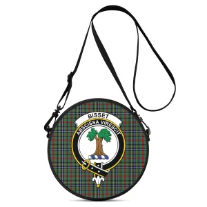 Bisset Tartan Round Satchel Bags with Family Crest