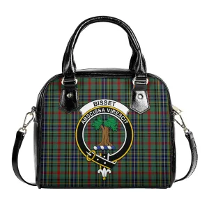 Bisset Tartan Shoulder Handbags with Family Crest