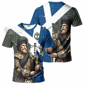 Bisset Tartan T-Shirt with Family Crest Scottish Bagpiper Vibes