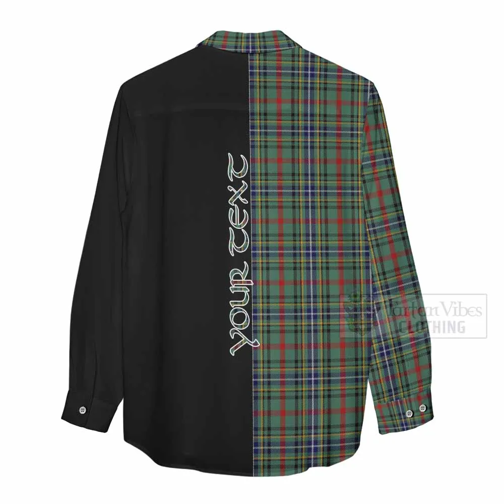 Bisset Tartan Women's Casual Shirt with Family Crest and Half Of Me Style