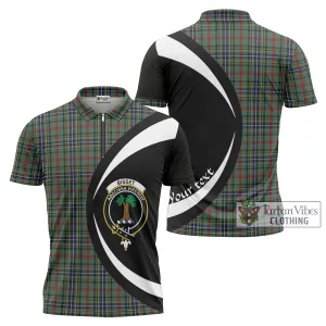 Bisset Tartan Zipper Polo Shirt with Family Crest Circle Style