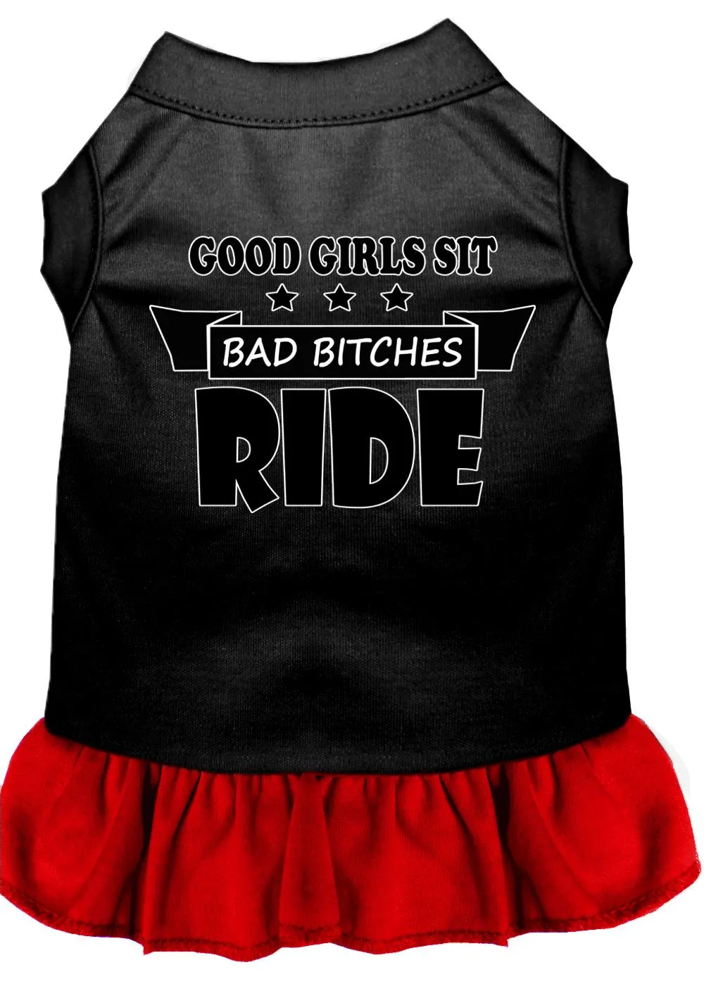 Bitches Ride Screen Print Dog Dress Black With Red Lg (14)