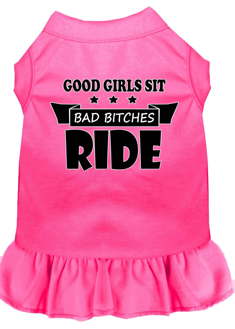 Bitches Ride Screen Print Dog Dress Bright Pink Sm (10)