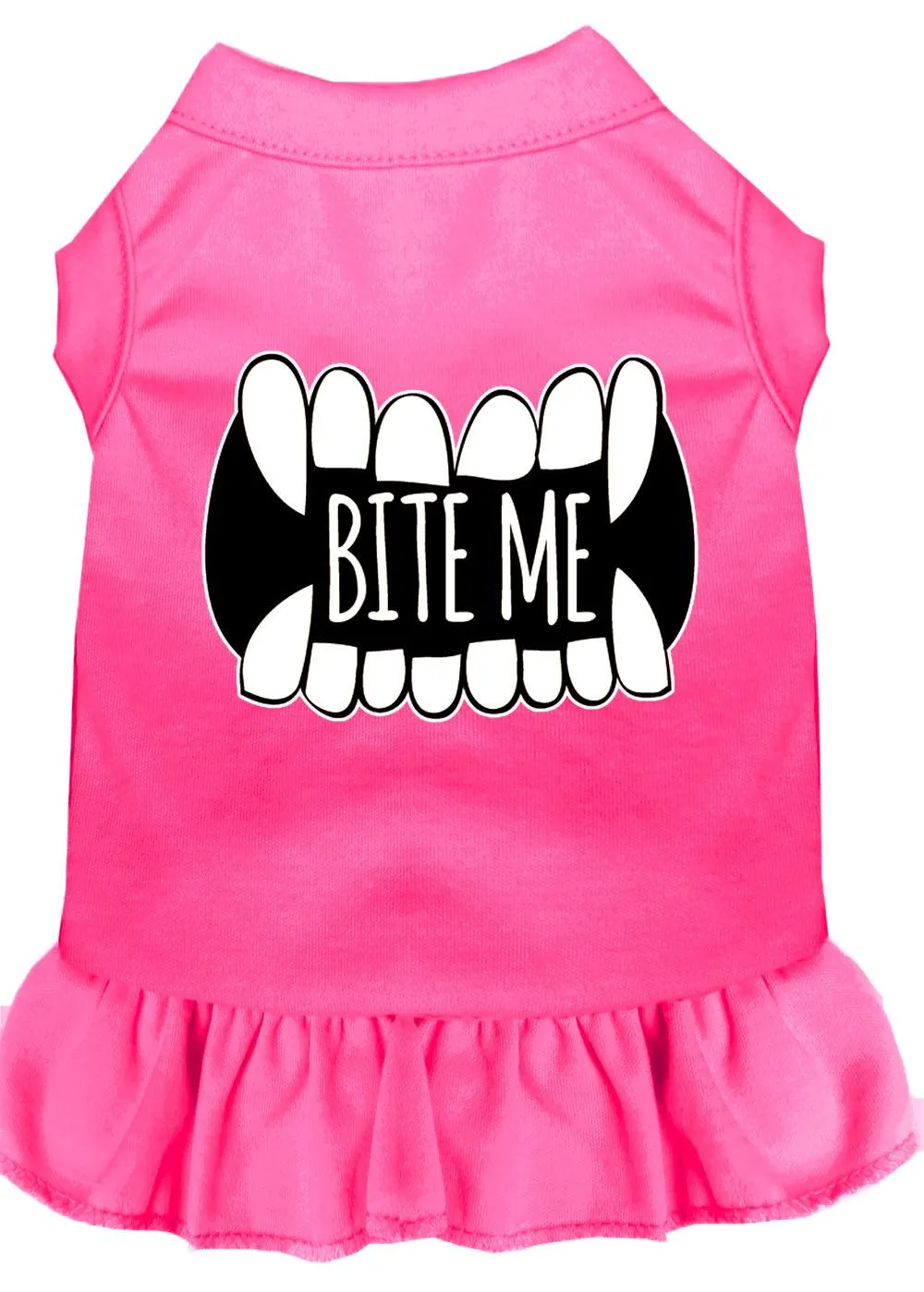 Bite Me Screen Print Dog Dress Bright Pink Lg (14)