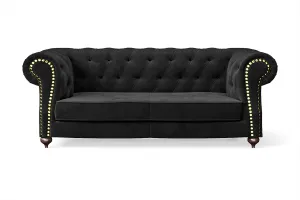 Bitonto 2 Seater Sofa Black Velvet