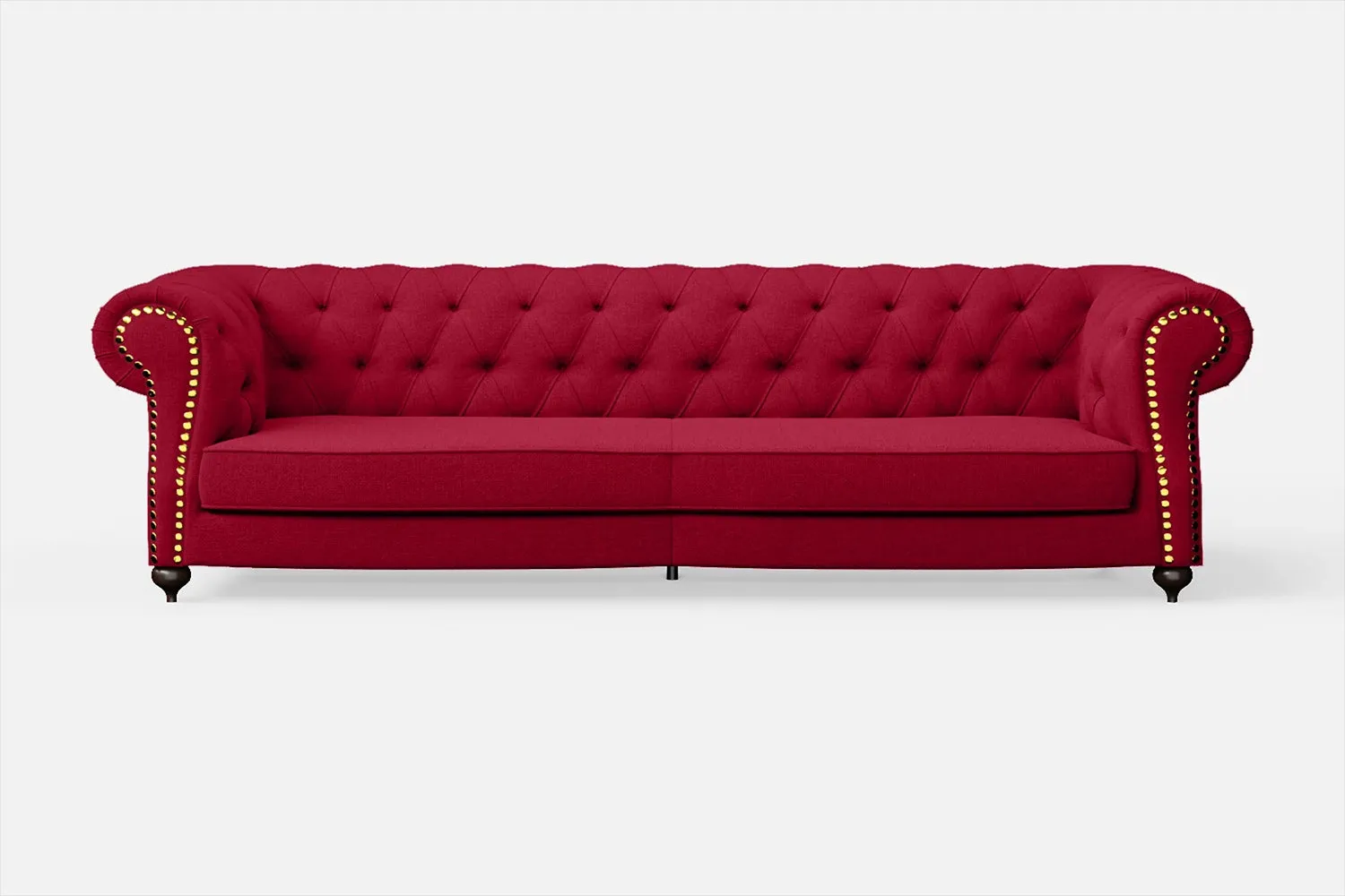 Bitonto 4 Seater Sofa Red Linen Fabric