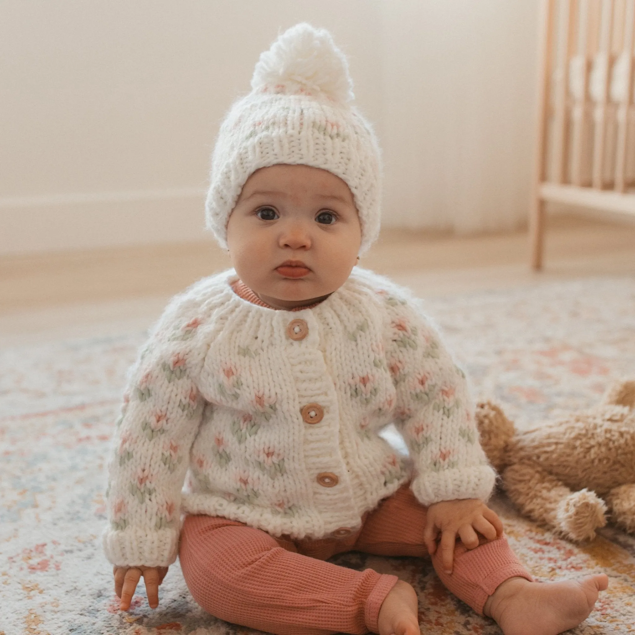 Bitty Blooms Blush Beanie Hat