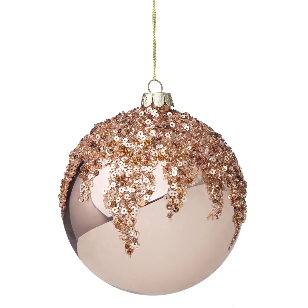 BIZZOTTO Addobbo Sfera Pallina in Vetro Triumph 10 cm Oro Rosa