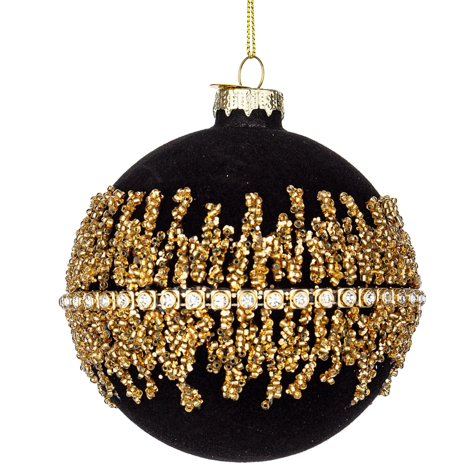 BIZZOTTO - Sfera Pallina Albero di Natale Luxury Pendaglio 10 cm Vetro Oro Nero