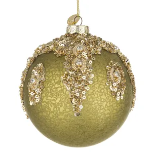 BIZZOTTO - Sfera Pallina Albero di Natale Melissa 10 cm Vetro Verde Oro