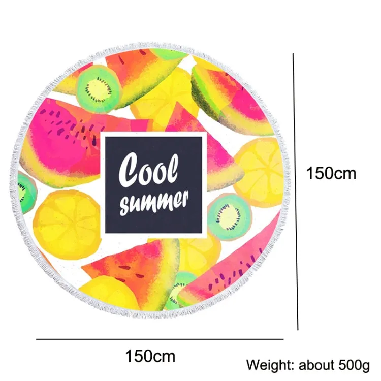 BL002 Microfiber and Fringed Soft Comfortable Circular Print Beach Towel