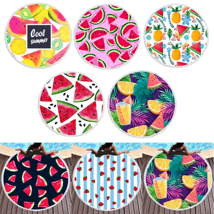 BL002 Microfiber and Fringed Soft Comfortable Circular Print Beach Towel