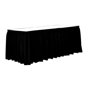 Black 17' x 29" Poly Premier Table Skirt Shirred Pleat