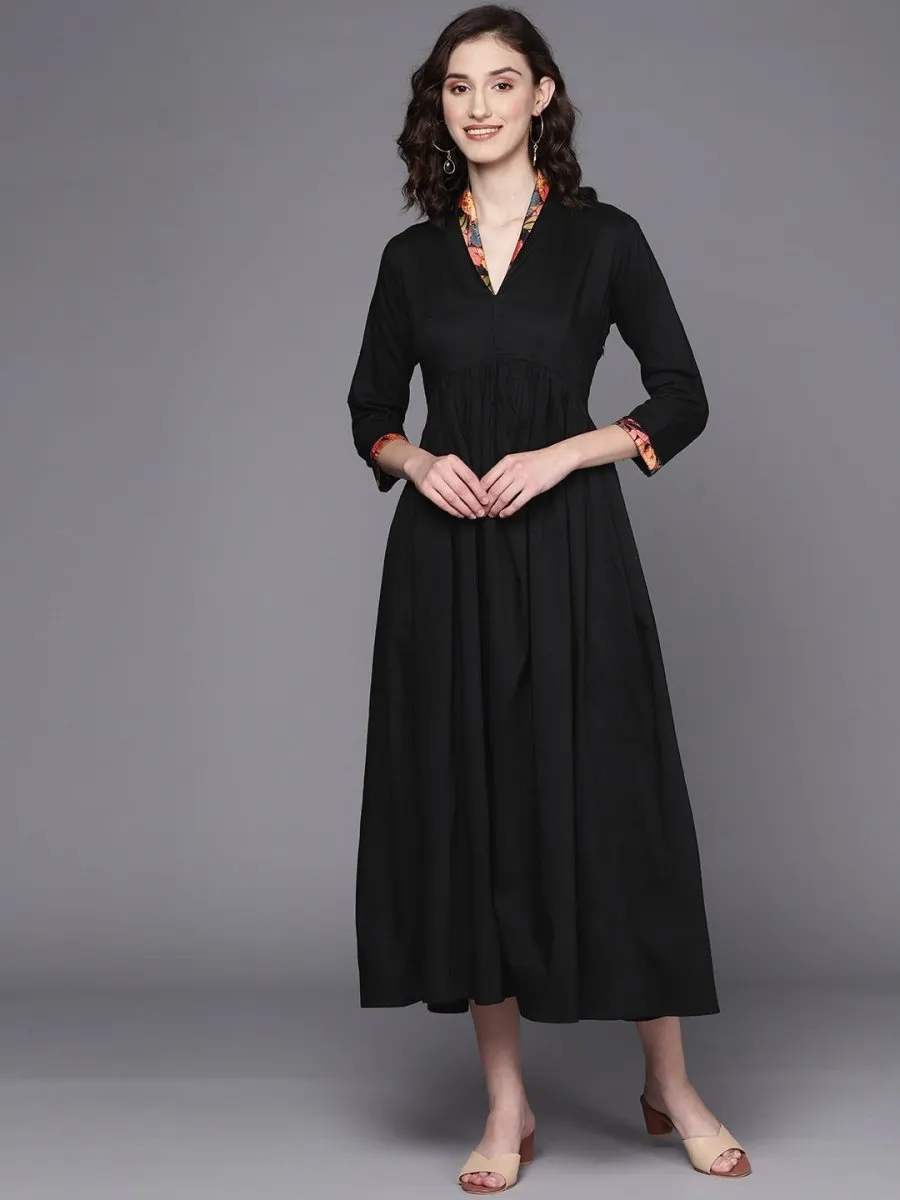 Black A-Line Midi Dress