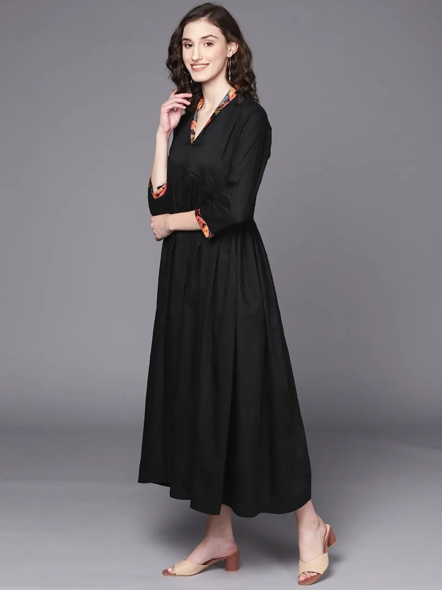 Black A-Line Midi Dress