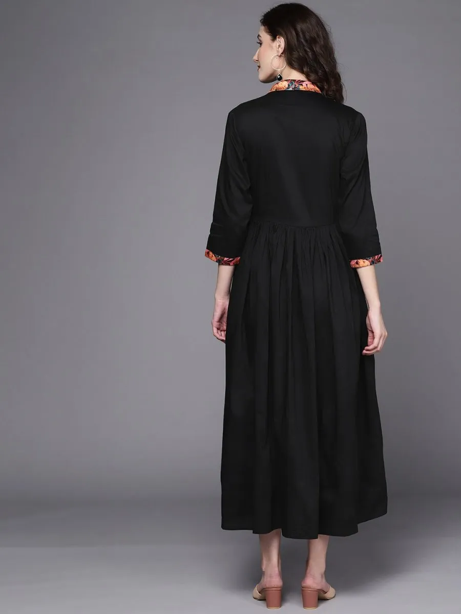 Black A-Line Midi Dress