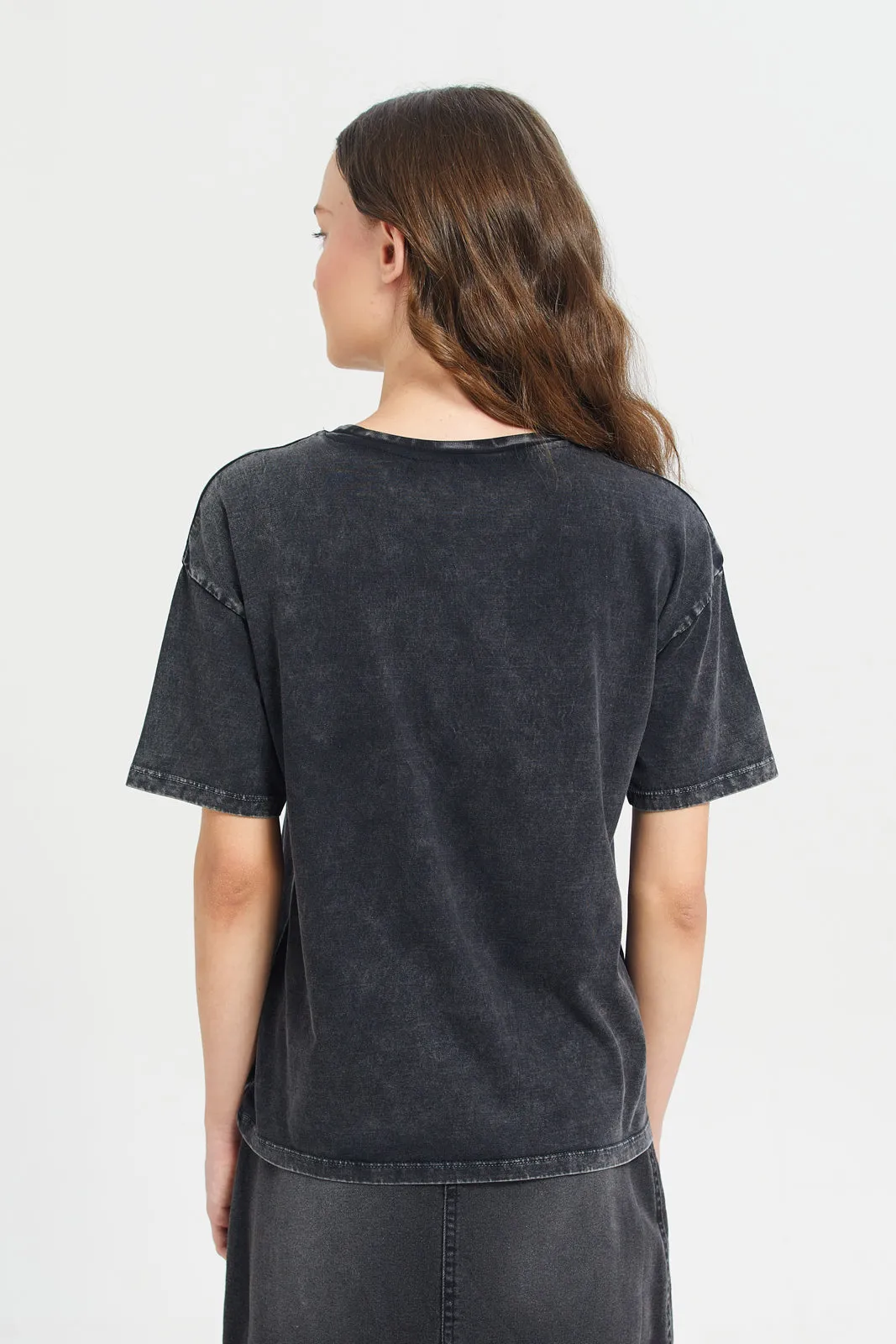 Black Acid Boxy Fit T-Shirts