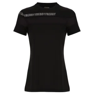 Black Active T-Shirt with Two-Tone Chest Band