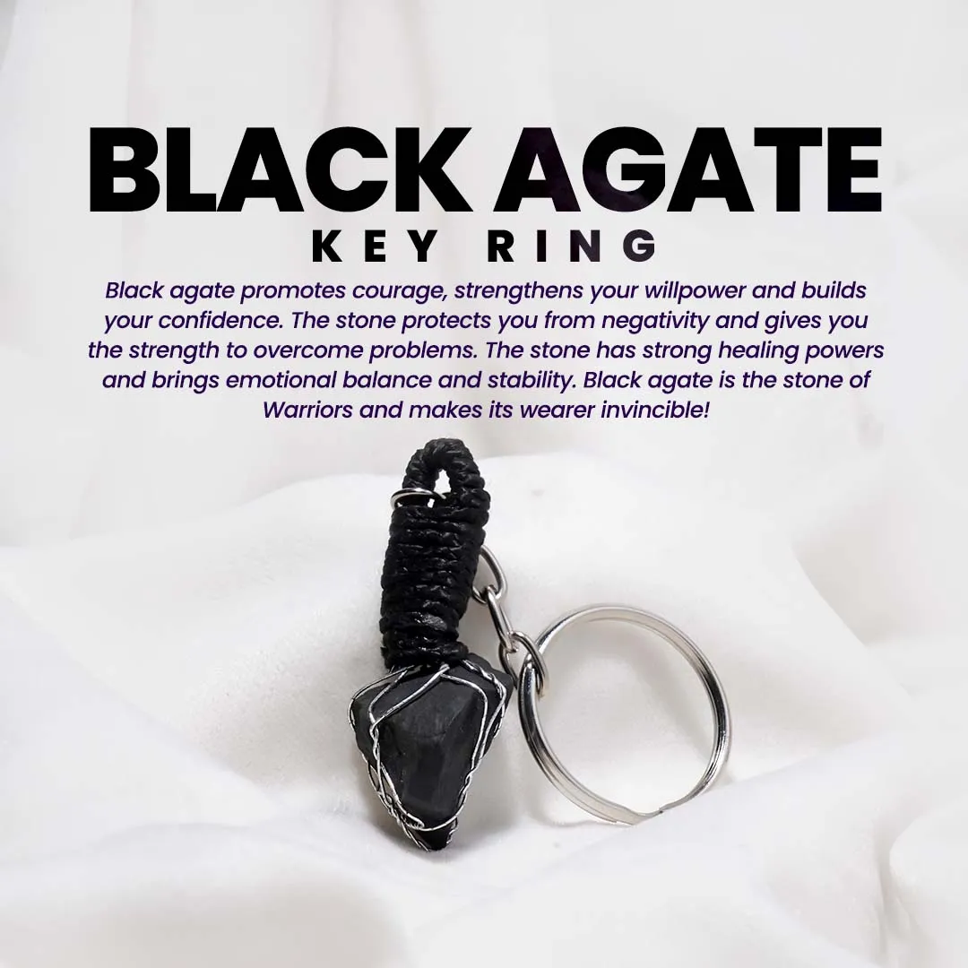 ⁠Black Agate Keyring