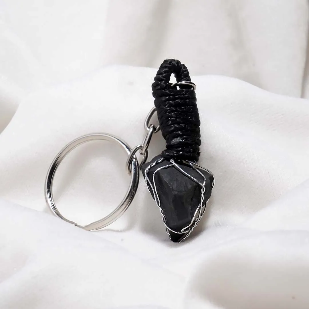 ⁠Black Agate Keyring