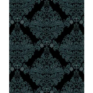 Black & Blue Damask Printed Backdrop