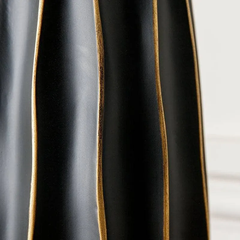 Black & Gold Striped Vase - 35.5cm