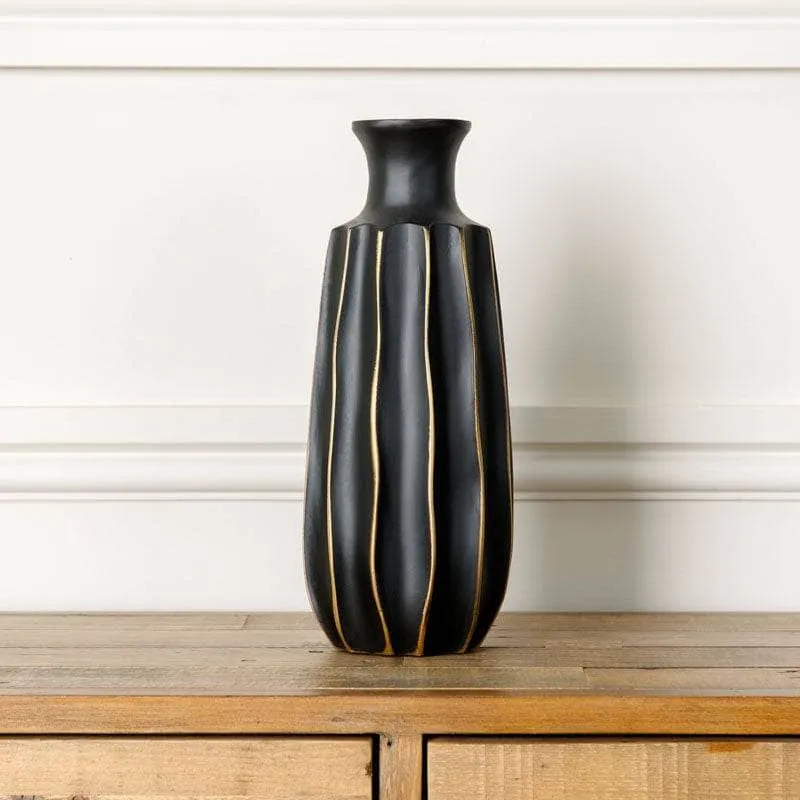 Black & Gold Striped Vase - 35.5cm