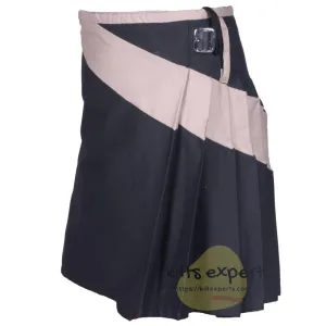 Black & Khaki Two Tone Modern Utility Kilts For Active Men