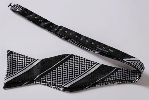 Black & Light Silver Self Tie Bow Tie