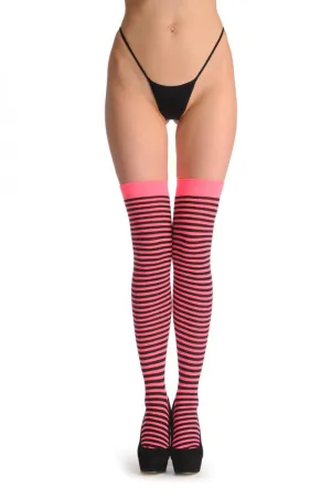 Black & Neon Pink Thin Stripes