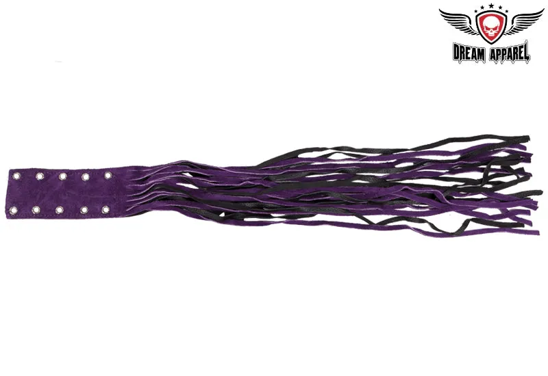 Black & Purple Brake & Clutch Cover With Fringes