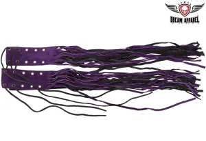 Black & Purple Brake & Clutch Cover With Fringes