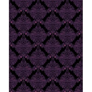 Black & Purple Damask Printed Backdrop