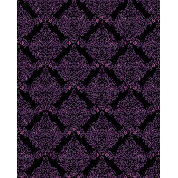 Black & Purple Damask Printed Backdrop