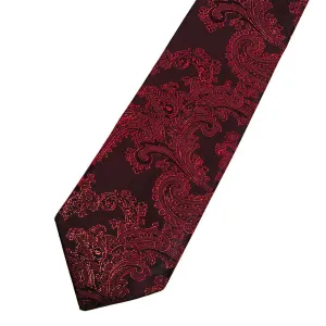 Black & Red Large Paisley Floral Tie