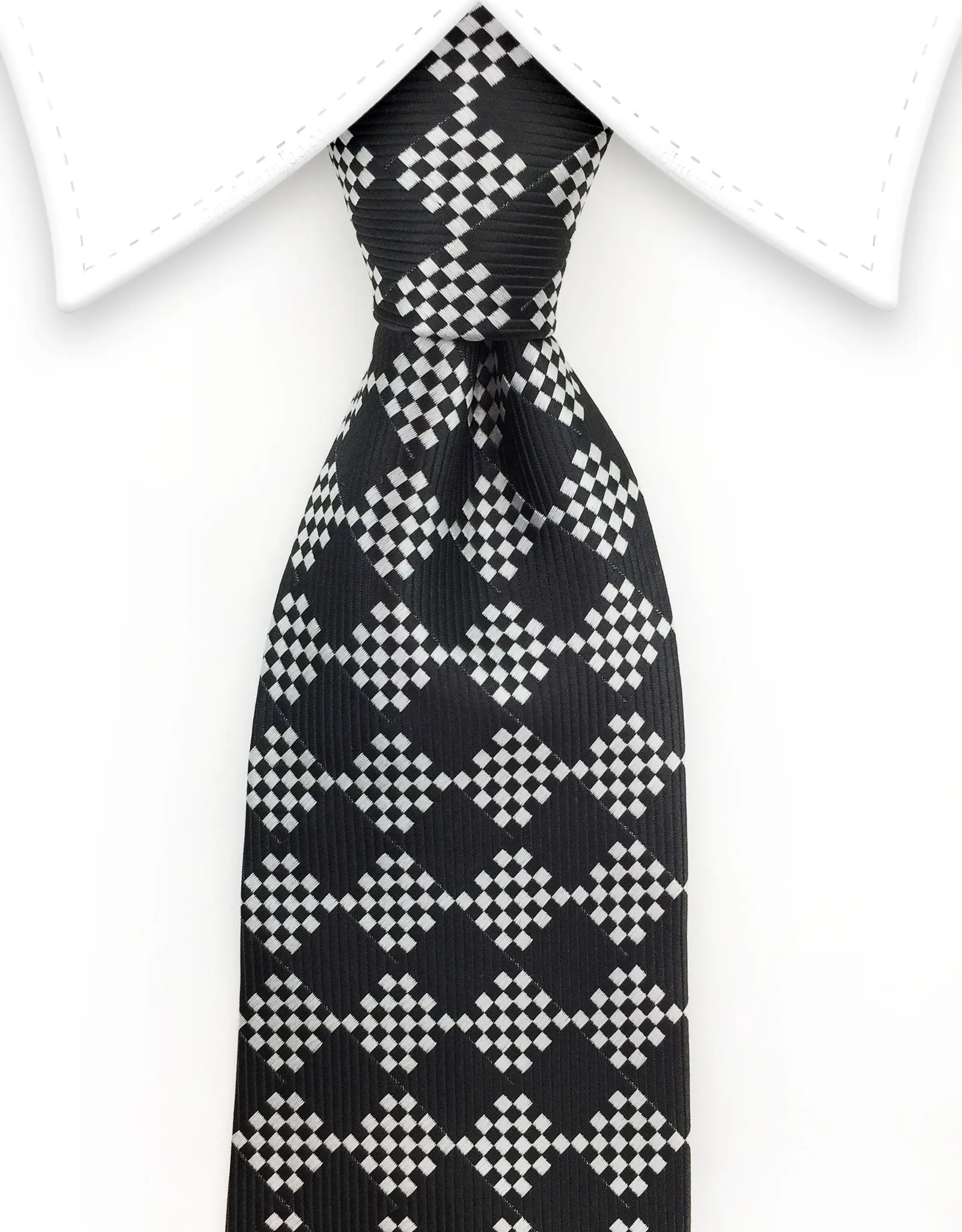 Black & Silver Diamond Tie