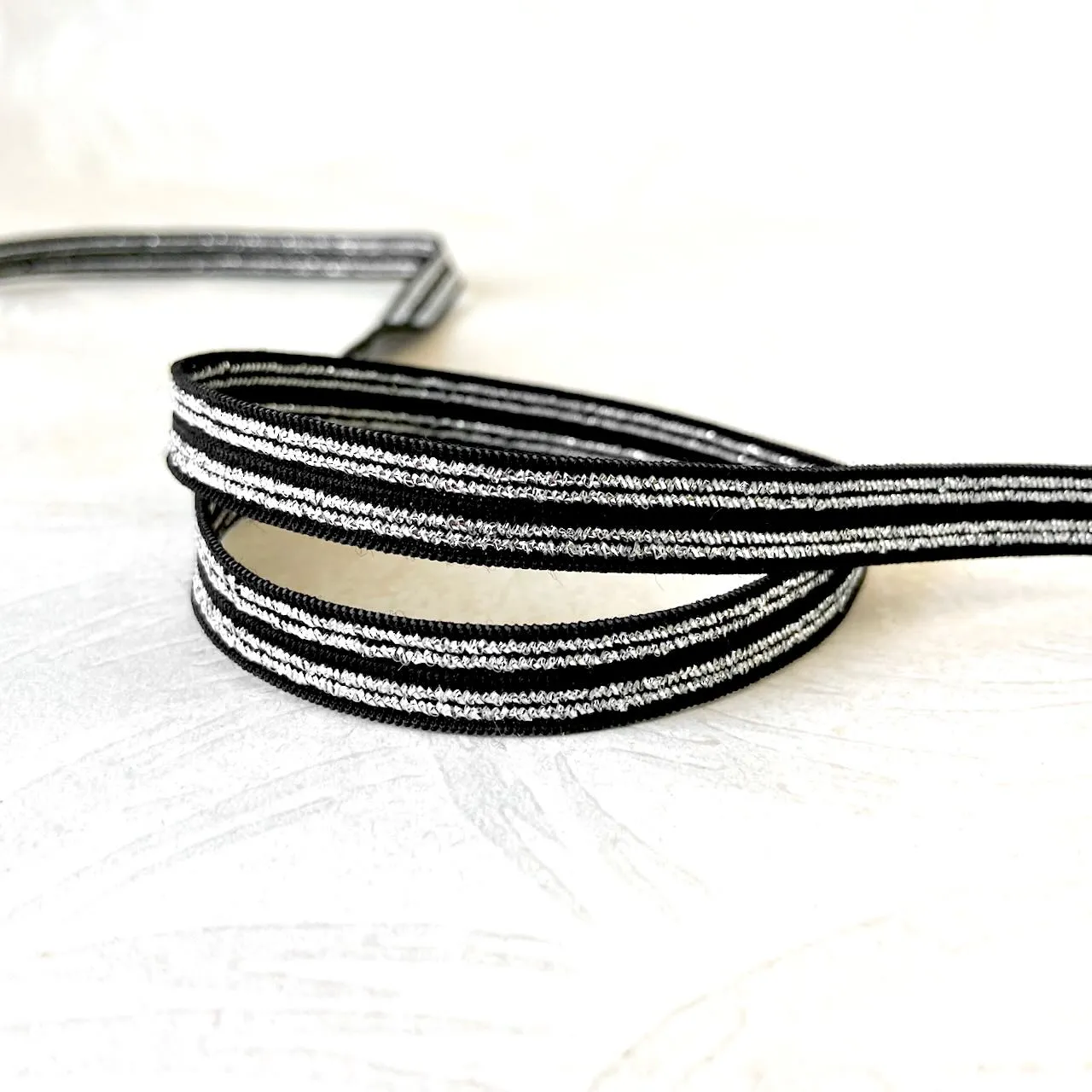 Black & Silver Elastic Trim