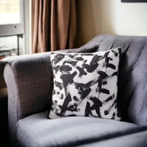 Black & White Brushstroke Cushion 40cm