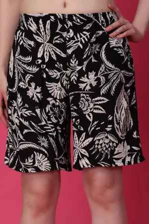 Black & White Floral Printed Shorts