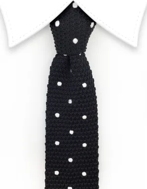 Black & White Polka Dots Skinny Knit Tie