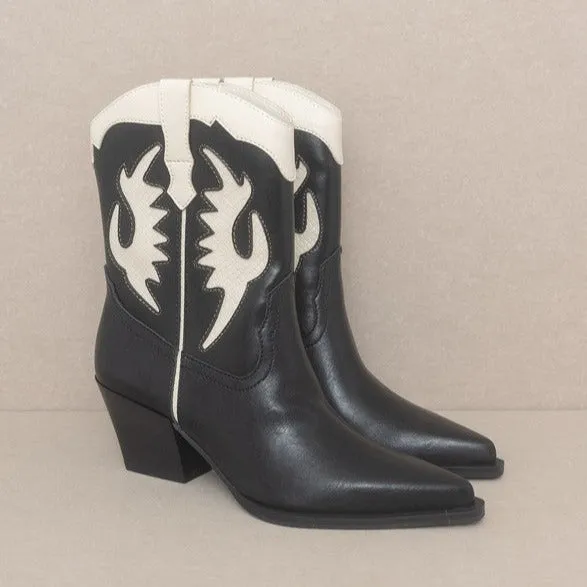 Black & White Western Bootie