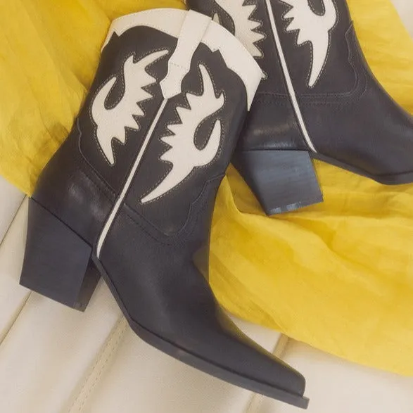 Black & White Western Bootie