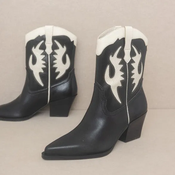 Black & White Western Bootie